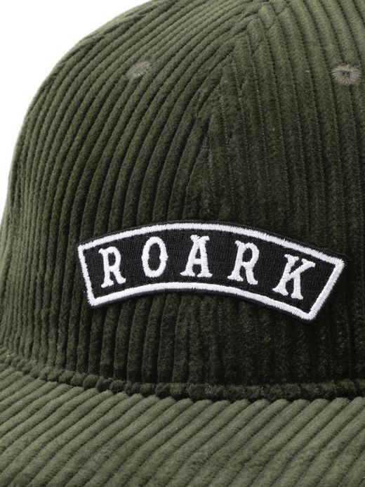 ROARK REVIVAL "MEDIEVAL LOGO"CORDUROY 6PANEL CAP-MID HEIGHT / M.green