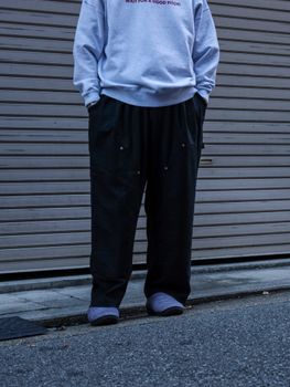 CASHMERE WOOL DOUBLE KNEE PANTS / Black M