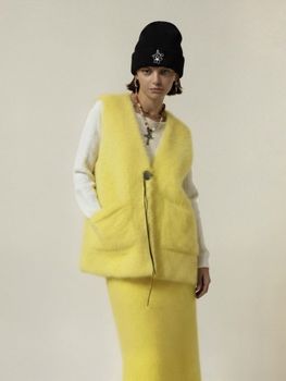 FEATHER KNIT GILE / Neo yellow