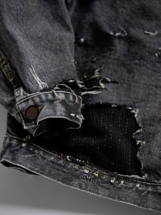 ANACHRONORM FRONT TUCK REMAKED BLACK DENIM JACKET / Black(remake)