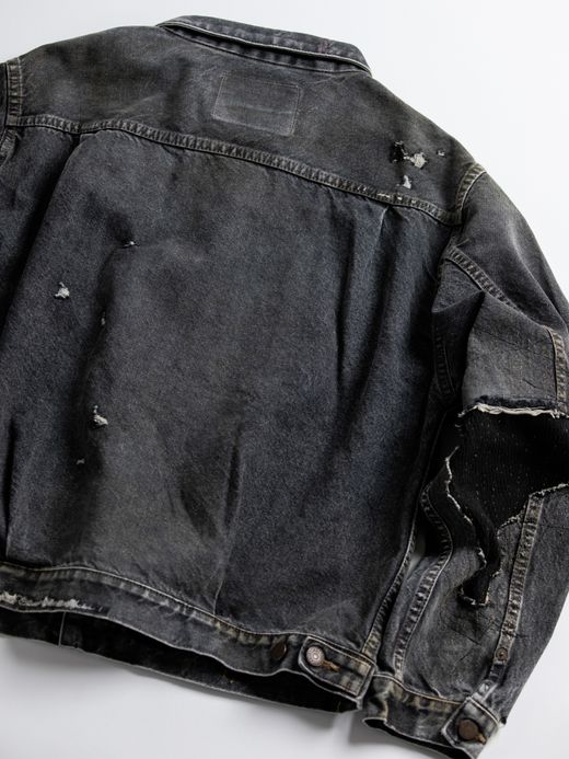 ANACHRONORM FRONT TUCK REMAKED BLACK DENIM JACKET / Black(remake)