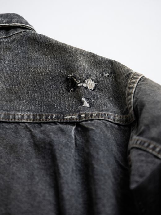 ANACHRONORM FRONT TUCK REMAKED BLACK DENIM JACKET / Black(remake)