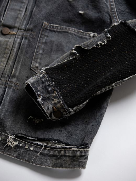 ANACHRONORM FRONT TUCK REMAKED BLACK DENIM JACKET / Black(remake)