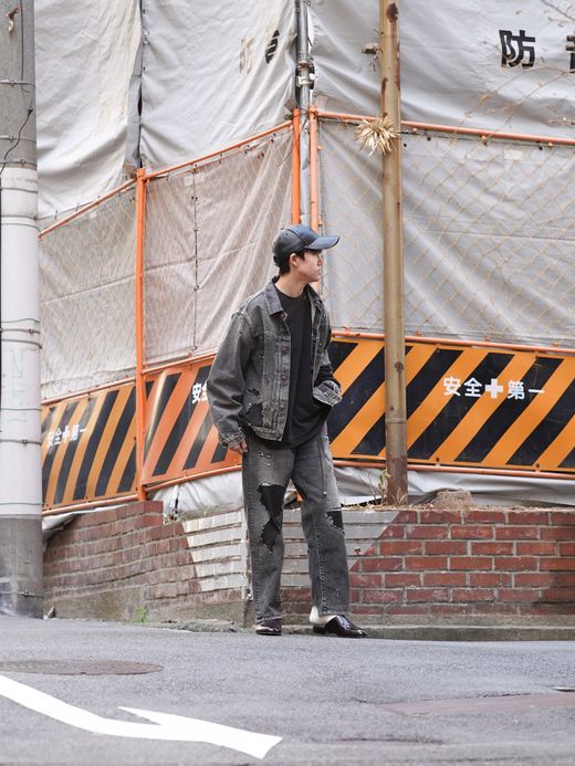 ANACHRONORM FRONT TUCK REMAKED BLACK DENIM JACKET / Black(remake)