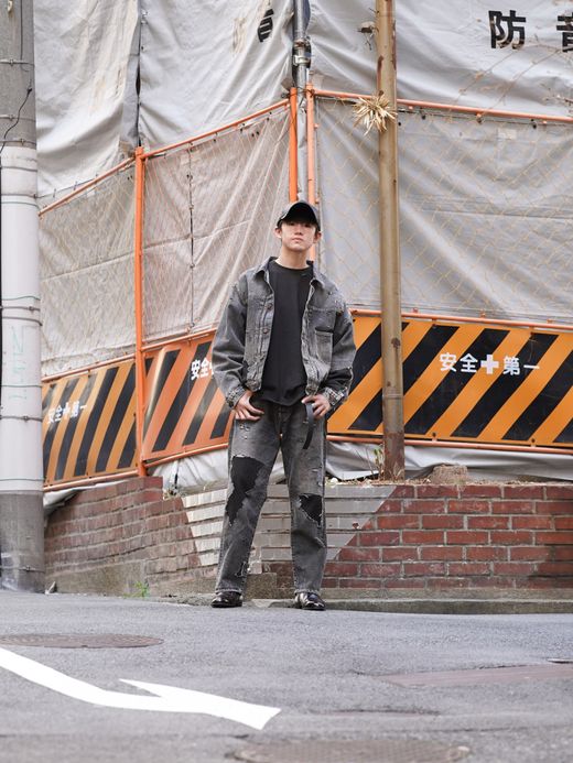 ANACHRONORM FRONT TUCK REMAKED BLACK DENIM JACKET / Black(remake)