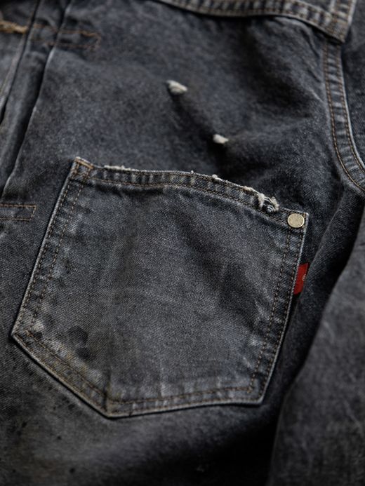 ANACHRONORM FRONT TUCK REMAKED BLACK DENIM JACKET / Black(remake)