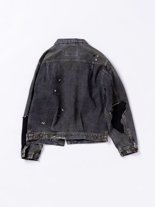 ANACHRONORM FRONT TUCK REMAKED BLACK DENIM JACKET / Black(remake)