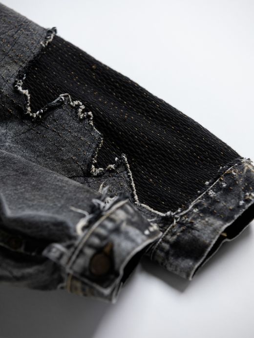ANACHRONORM FRONT TUCK REMAKED BLACK DENIM JACKET / Black(remake)