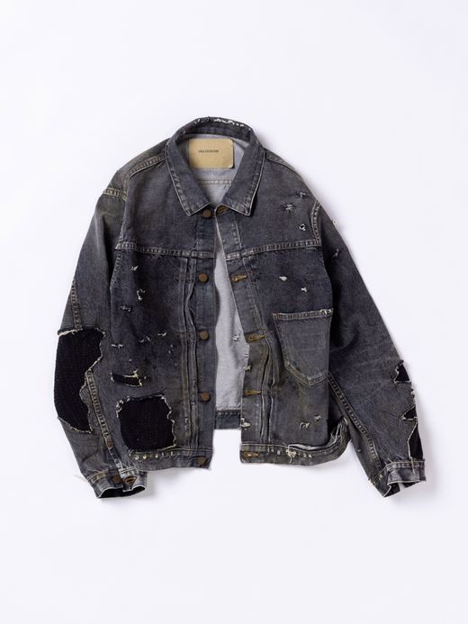 ANACHRONORM FRONT TUCK REMAKED BLACK DENIM JACKET / Black(remake)