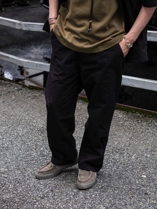organicsta ORGANIC COTTON TYPEWRITER FATIGUE EASY PANTS / Black