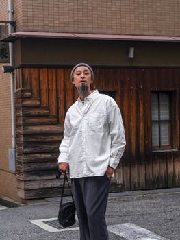 8oz デニム BDボクシーAラインシャツ / Off white
