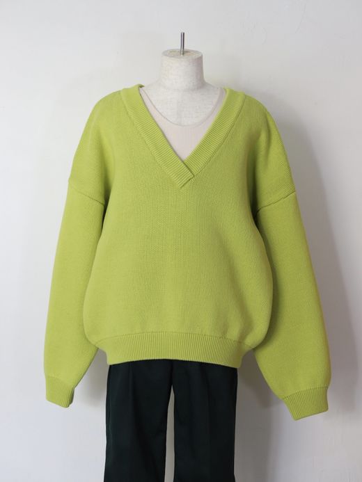 AMBERGLEAM COTTON V NECK SWEATER / 4colors
