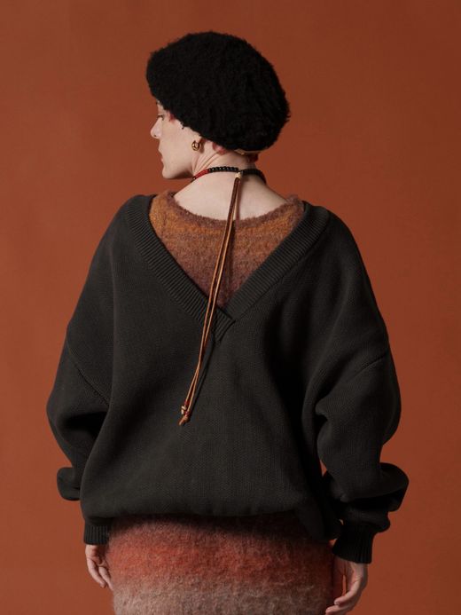 AMBERGLEAM COTTON V NECK SWEATER / 4colors