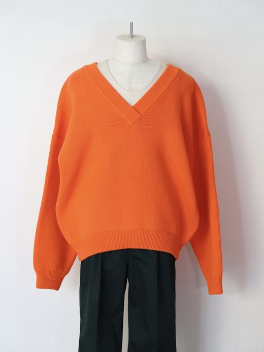 AMBERGLEAM COTTON V NECK SWEATER / 4colors