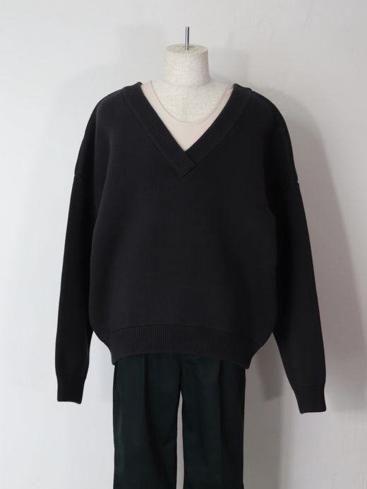 AMBERGLEAM COTTON V NECK SWEATER / 4colors