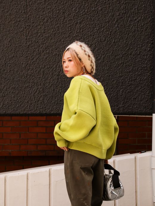 AMBERGLEAM COTTON V NECK SWEATER / 4colors