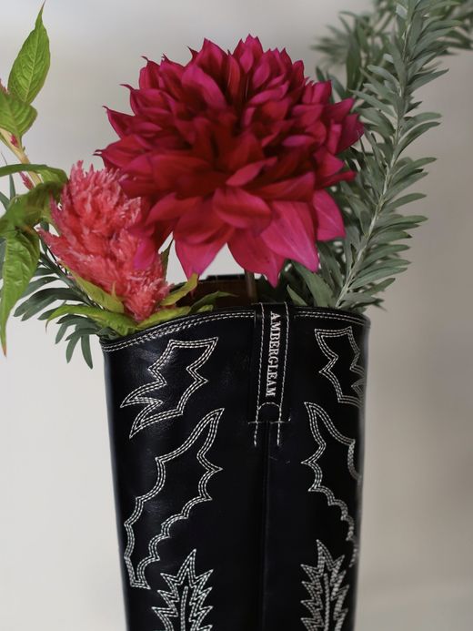 AMBERGLEAM EMBROIDERY LONG WESTERN BOOTS /  Black magic