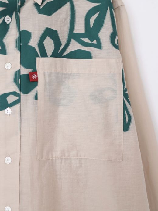 AMBERGLEAM 【LongMountain】Plants-草木- FABRIC L/SL DRESS SHIRT / Ecru