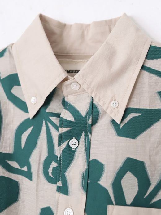 AMBERGLEAM 【LongMountain】Plants-草木- FABRIC L/SL DRESS SHIRT / Ecru