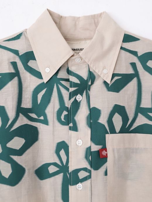 AMBERGLEAM 【LongMountain】Plants-草木- FABRIC L/SL DRESS SHIRT / Ecru