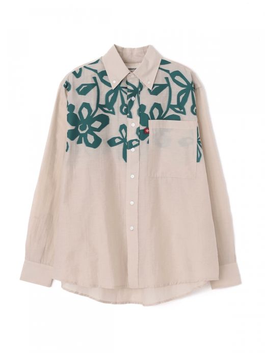 AMBERGLEAM 【LongMountain】Plants-草木- FABRIC L/SL DRESS SHIRT / Ecru