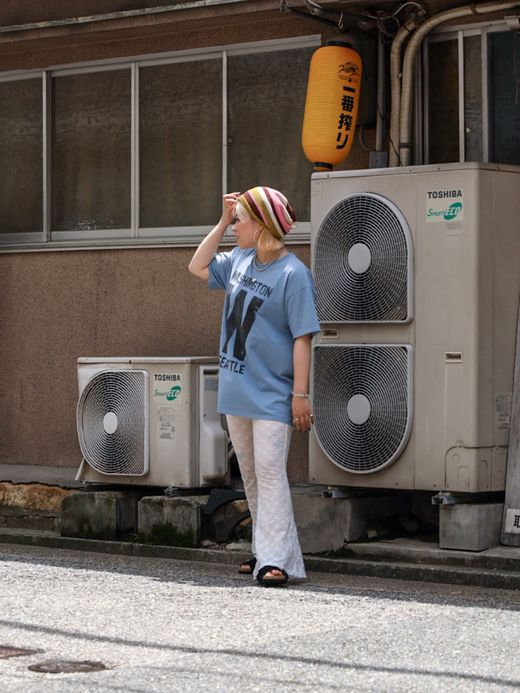 ANACHRONORM WASHINGTON PRINT S/S T-S / Light blue