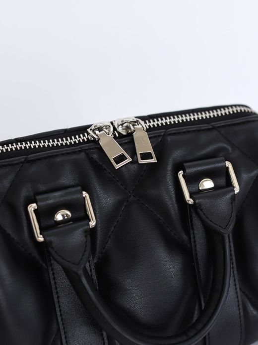 AMBERGLEAM MINI BOSTON QUILTING LEATHER BAG / Black