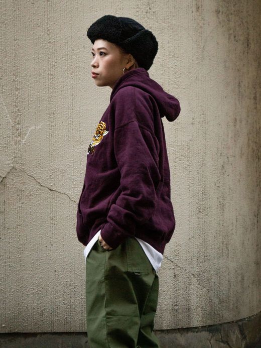 THE UNION TIGER FULL ZIP SWEAT HOODIE / Burgundy