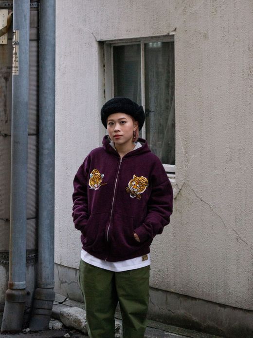 THE UNION TIGER FULL ZIP SWEAT HOODIE / Burgundy