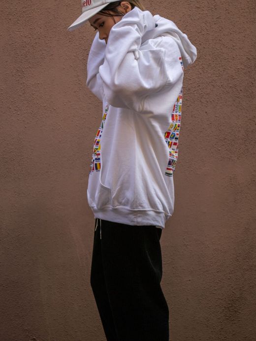 TENBOX WORLD FLAG HOODIE / White