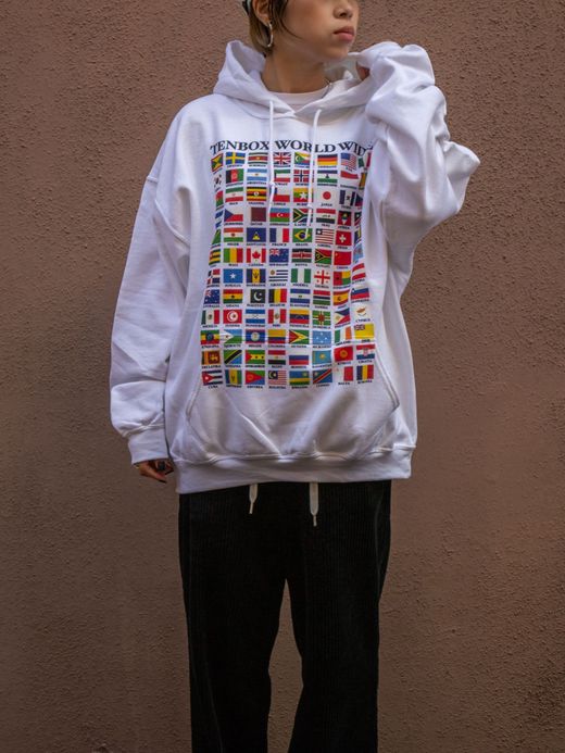 TENBOX WORLD FLAG HOODIE / White