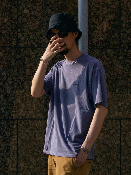 ANACHRONORM DAMAGED PIGMENT S/S T-S / Purple