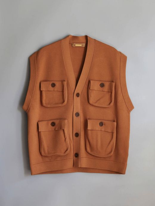 AMBERGLEAM FISHERMAN KNIT VEST / Terracotta