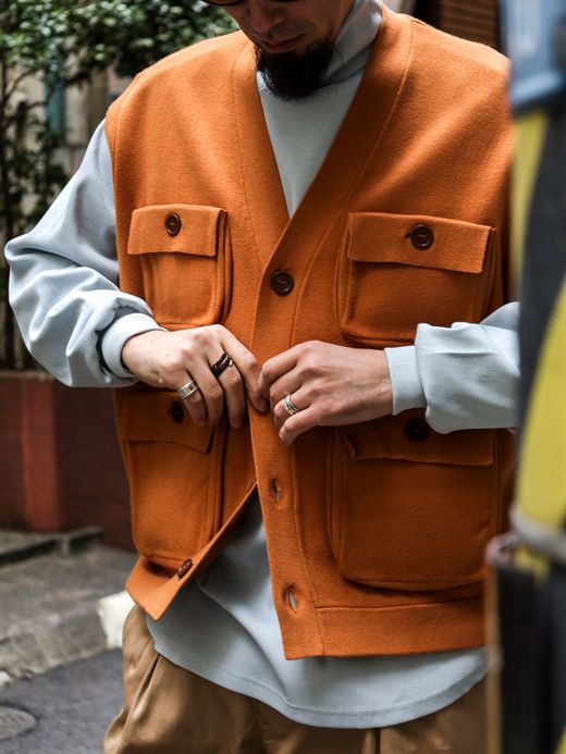 AMBERGLEAM FISHERMAN KNIT VEST / Terracotta
