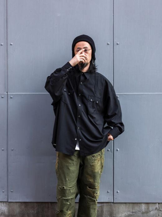 S.F.C SUMMER WOOL SHIRT / Black