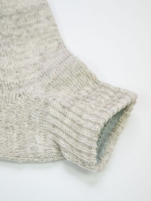 ROTOTO ORGANIC DAILY 3 PACK ANKLE SOCKS / Ecru/gray