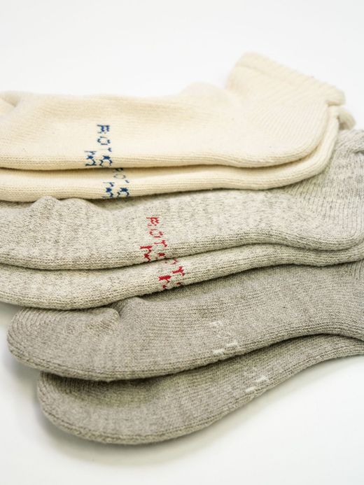 ROTOTO ORGANIC DAILY 3 PACK ANKLE SOCKS / Ecru/gray