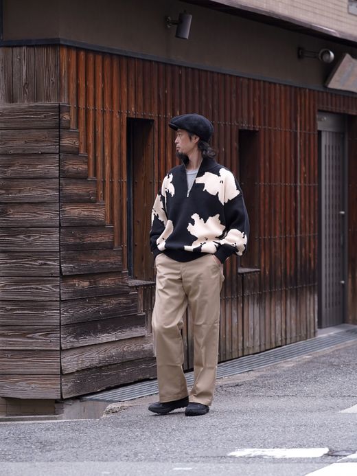 AMBERGLEAM BICOLOR HALF ZIP SWEATER / 2colors