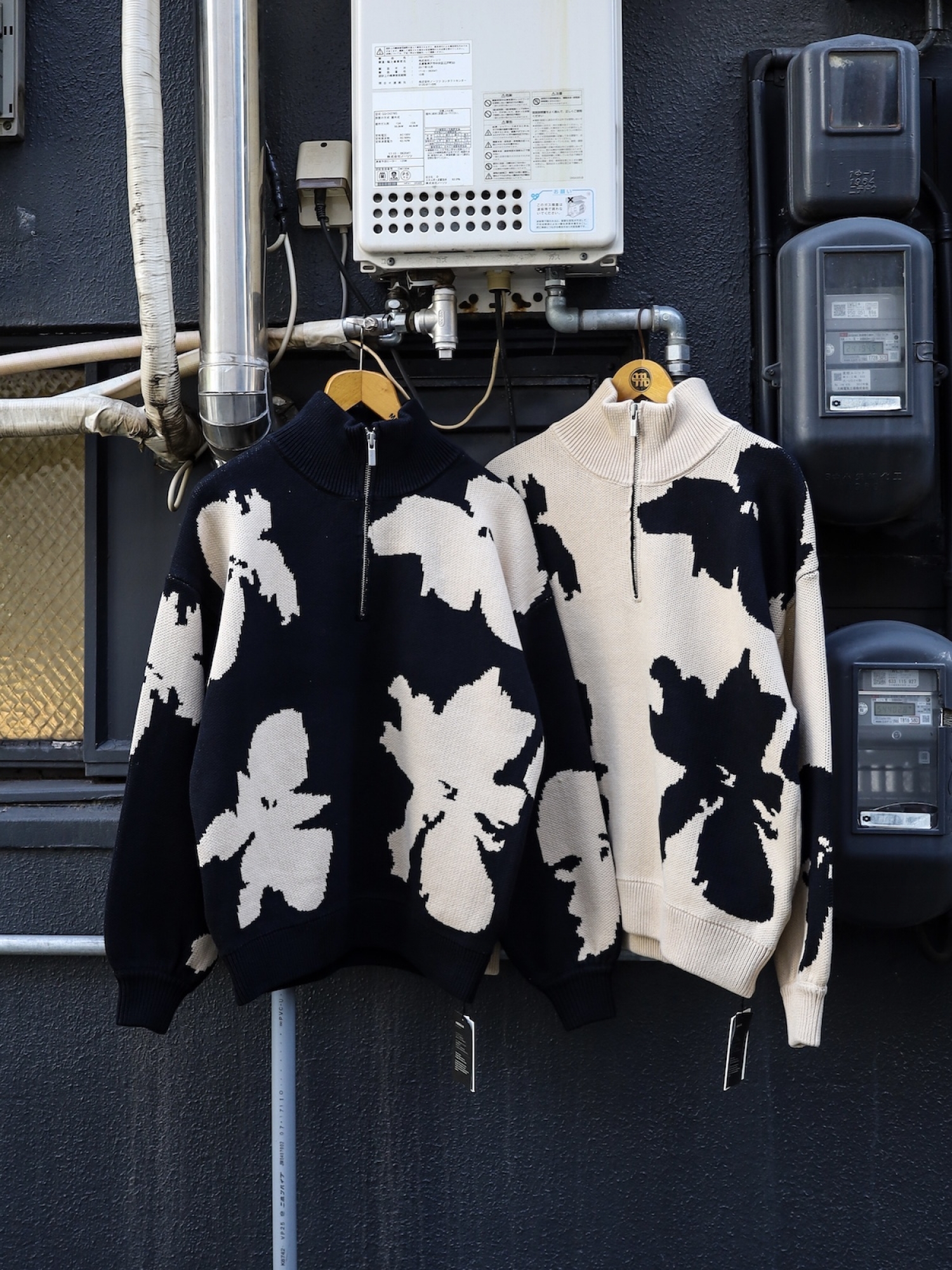【希少】パブミラー　BLACK&WHITE AMBERGLEAM BICOLOR HALF ZIP SWEATER / 2colors | FLATBUSH（フラット