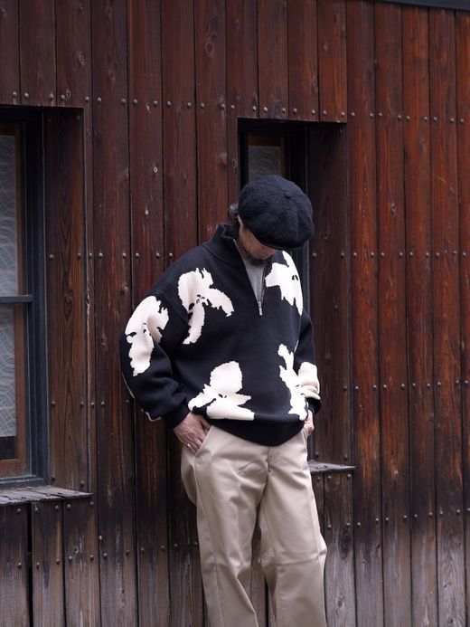 AMBERGLEAM BICOLOR HALF ZIP SWEATER / 2colors