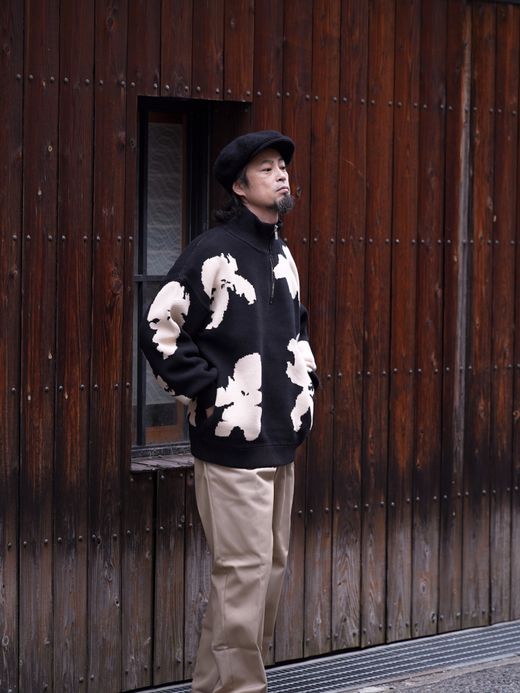 AMBERGLEAM BICOLOR HALF ZIP SWEATER / 2colors