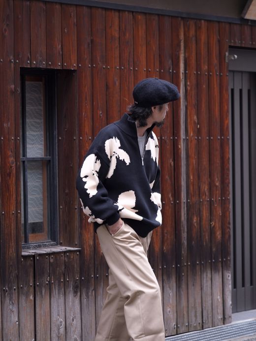 AMBERGLEAM BICOLOR HALF ZIP SWEATER / 2colors