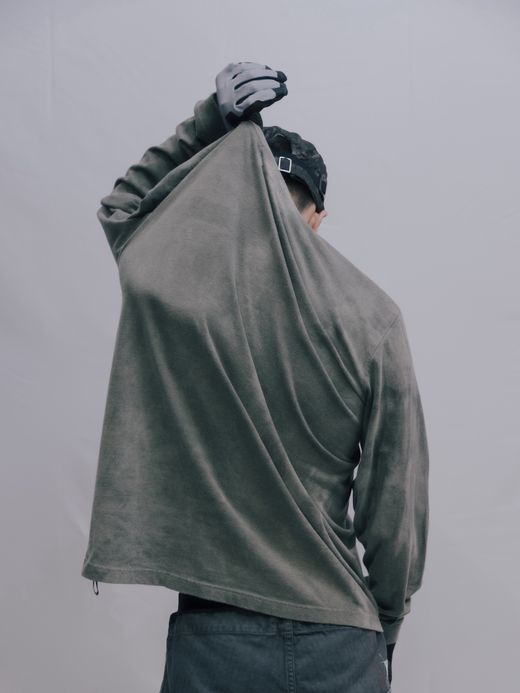 ANACHRONORM BLACK UNEVEN DYEING EMB L/S T SHIRT / Black