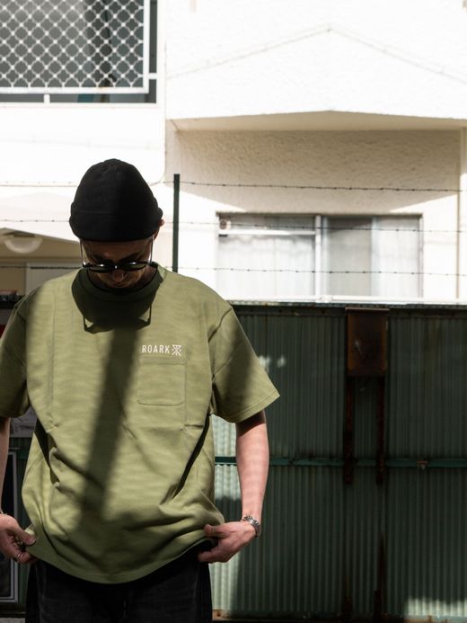 ROARK REVIVAL "LOGO" 9.3oz H/W POCKET TEE / Army