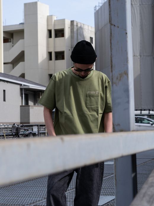 ROARK REVIVAL "LOGO" 9.3oz H/W POCKET TEE / Army