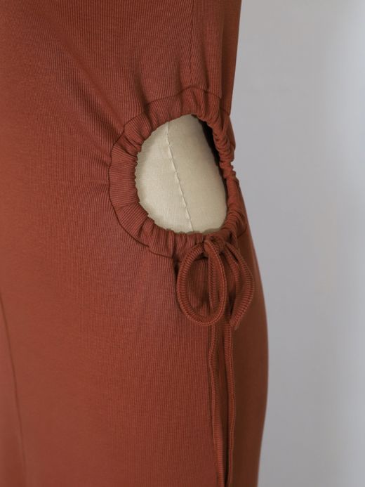AMBERGLEAM STRETCH RIB ART DRESS / 4colors
