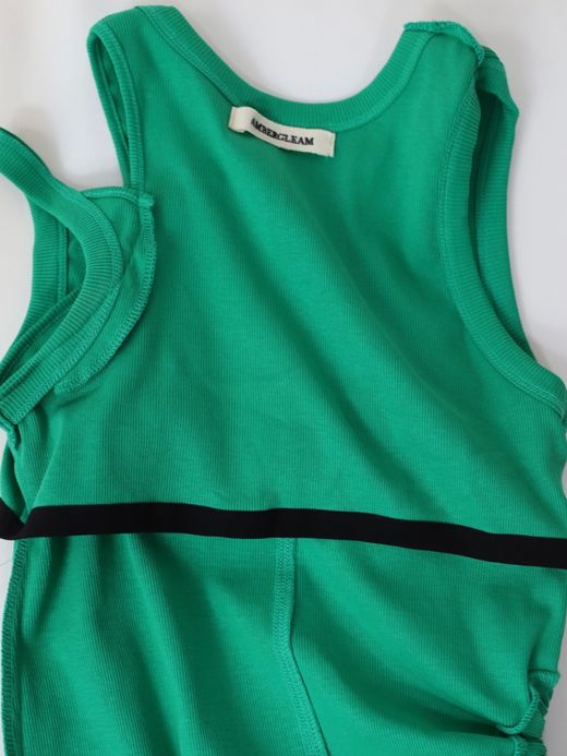 AMBERGLEAM STRETCH RIB ART DRESS / 4colors