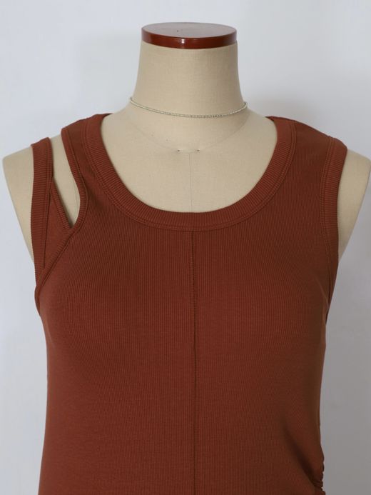 AMBERGLEAM STRETCH RIB ART DRESS / 4colors