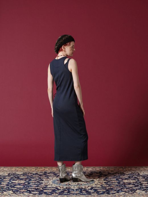 AMBERGLEAM STRETCH RIB ART DRESS / 4colors