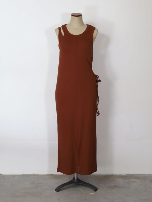 AMBERGLEAM STRETCH RIB ART DRESS / 4colors